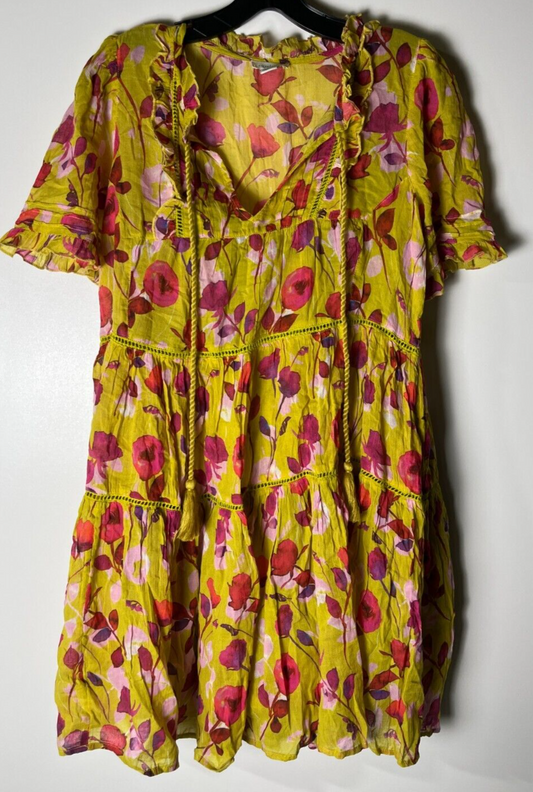 Sundance Women's PXS Muriel Orchard Knee-Length Popover Dress Citron Floral