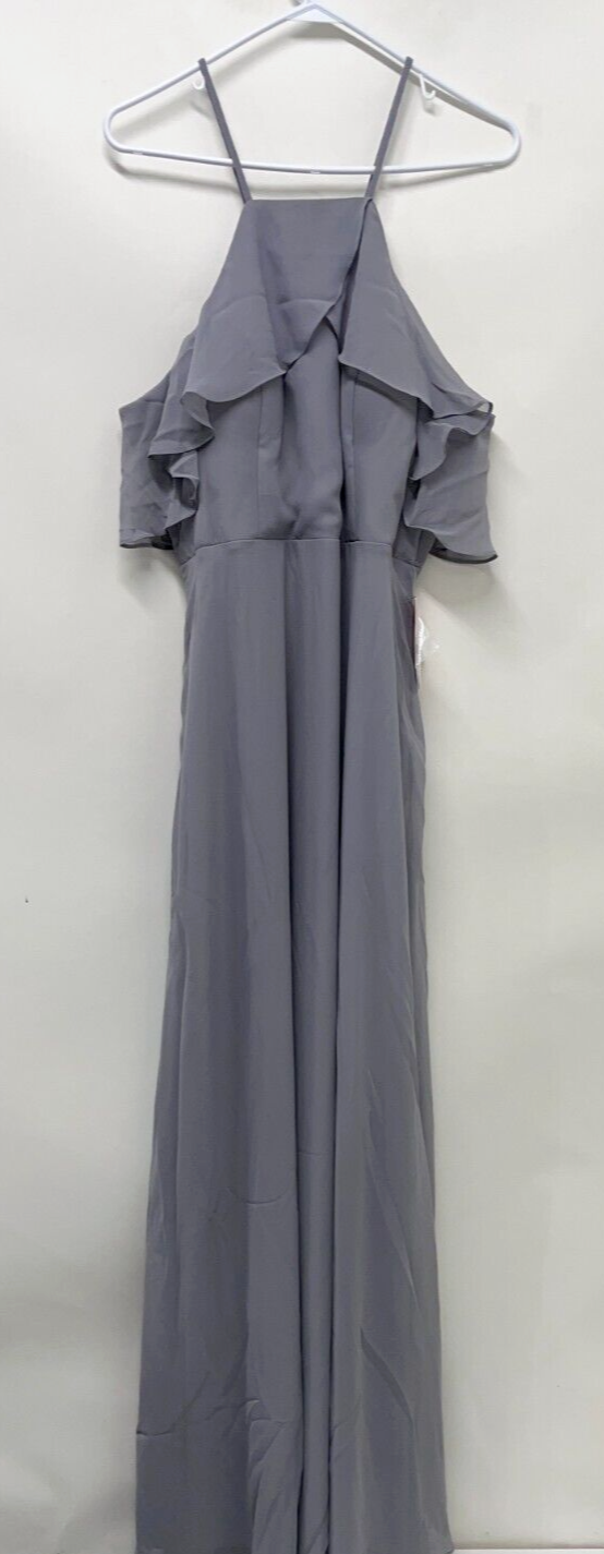 Birdy Grey Womens 2XL Jules Chiffon Bridesmaid Dress Silver With Built-in Cups