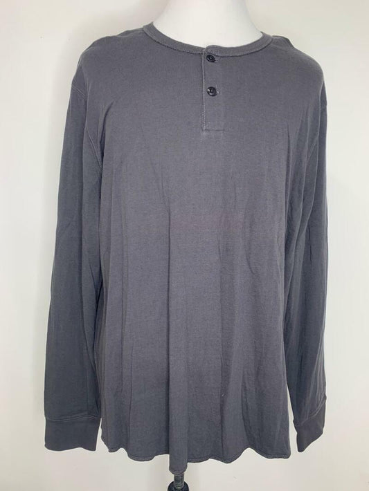 Madewell Mens XXL Doubledown Gray Charcoal Long Sleeve Henley T-Shirt