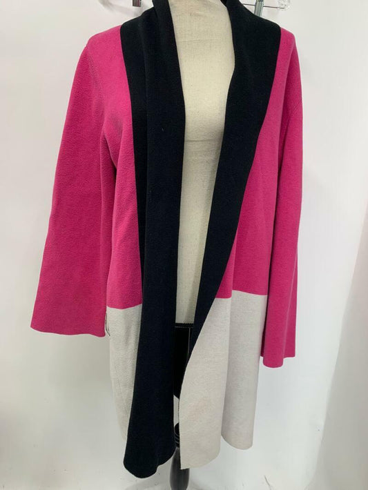 Dreyden Womens M Pink Black Color Block Romare Shawl Collar Cardigan Sweater