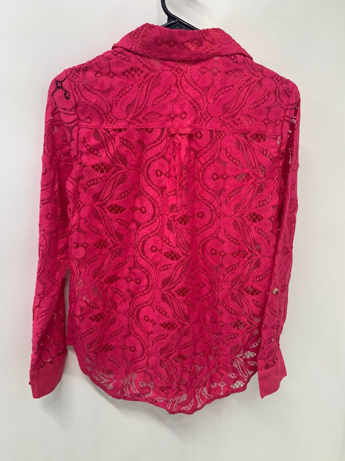 Maeve by Anthropologie Womens 2 Pink Rose Lace Button Down Shirt Top