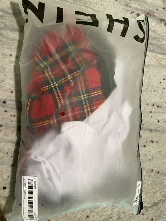 Shein Womens S Tartan Knot Front Lace Trim School Girl Costume Cosplay Lingerie