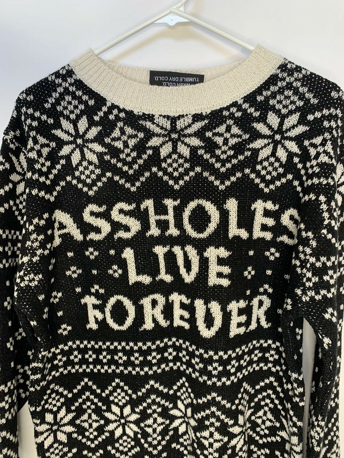 A**holes Live Forever Linda Finegold Mens M Fair Isle Holiday Sweater Christmas