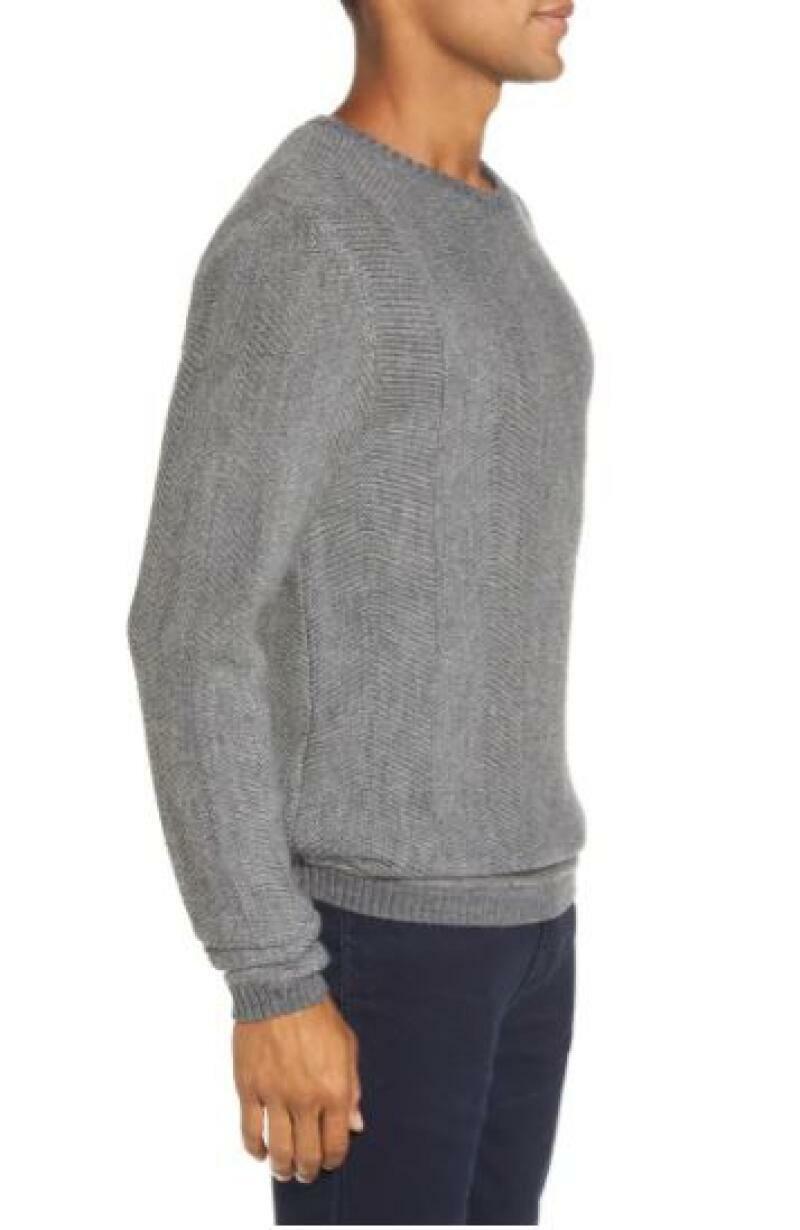 Rodd & Gunn Mens S Metallic Gray Textured Mount Grand Wool Sweater Pullover Crew