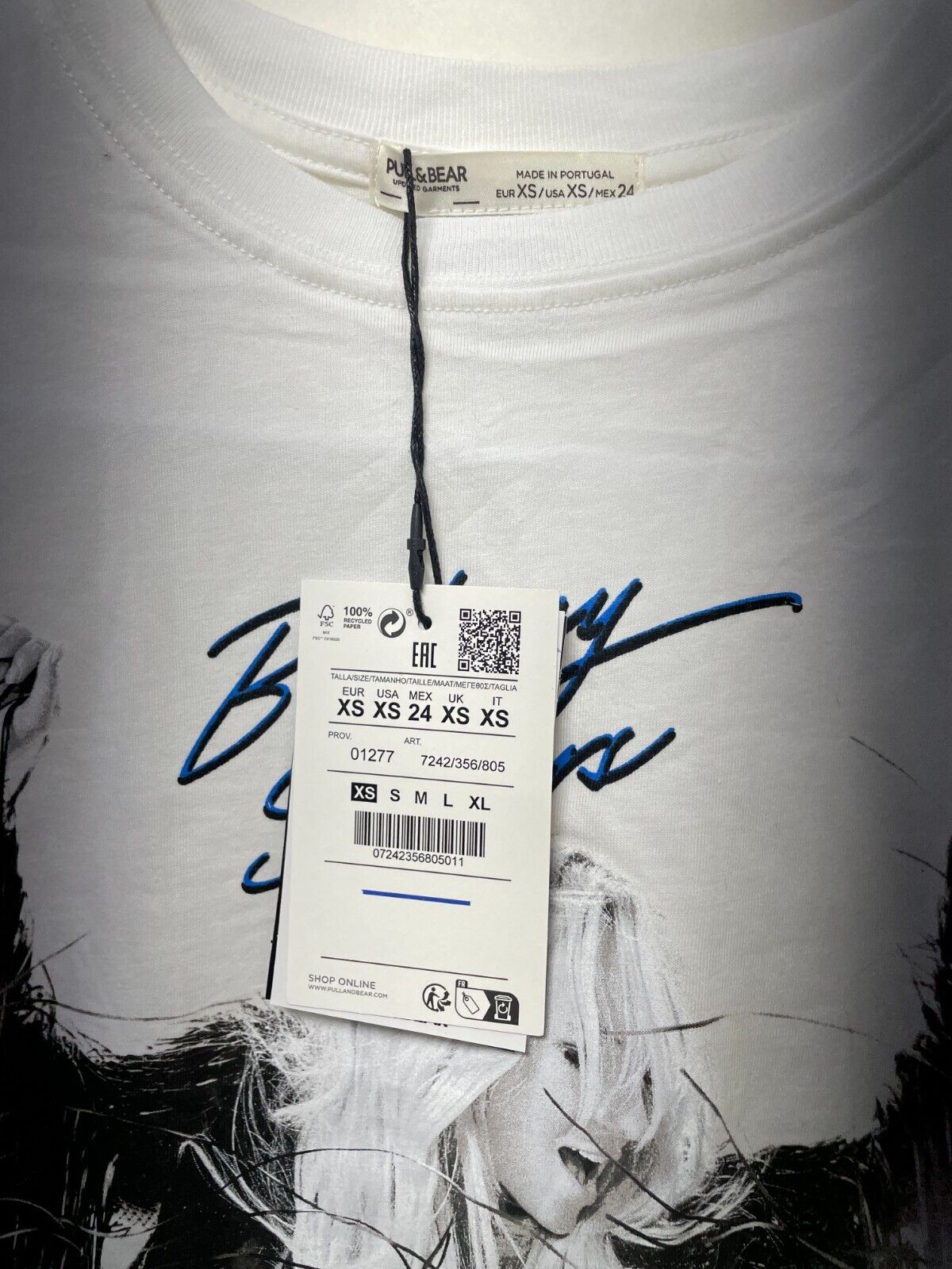Pull & Bear Womens XS Britney Spears Graphic T-Shirt White Short Sleeve 7242356