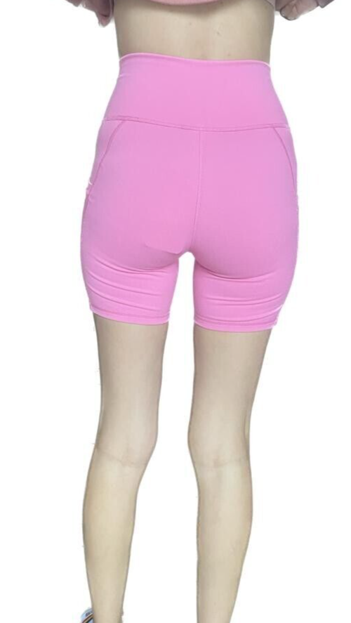 Fabletics Womens The On The Go 6" Shorts High Waist PowerHold Marble Pink Bike