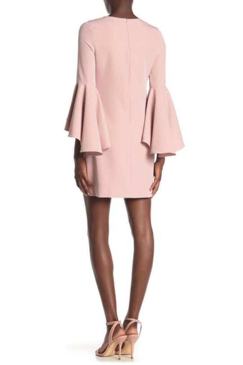 Milly Womens 6 Nude Blush Pink Italian Candy Nicole Dress Shift Mini Bell Sleeve