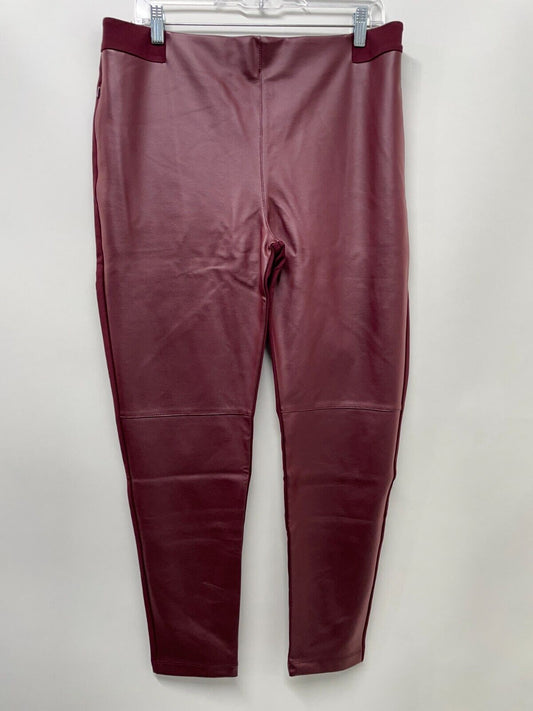 Betabrand Womens XL Skinny Leg Jett Dress Pant Yoga Pants Coated Maroon Leather