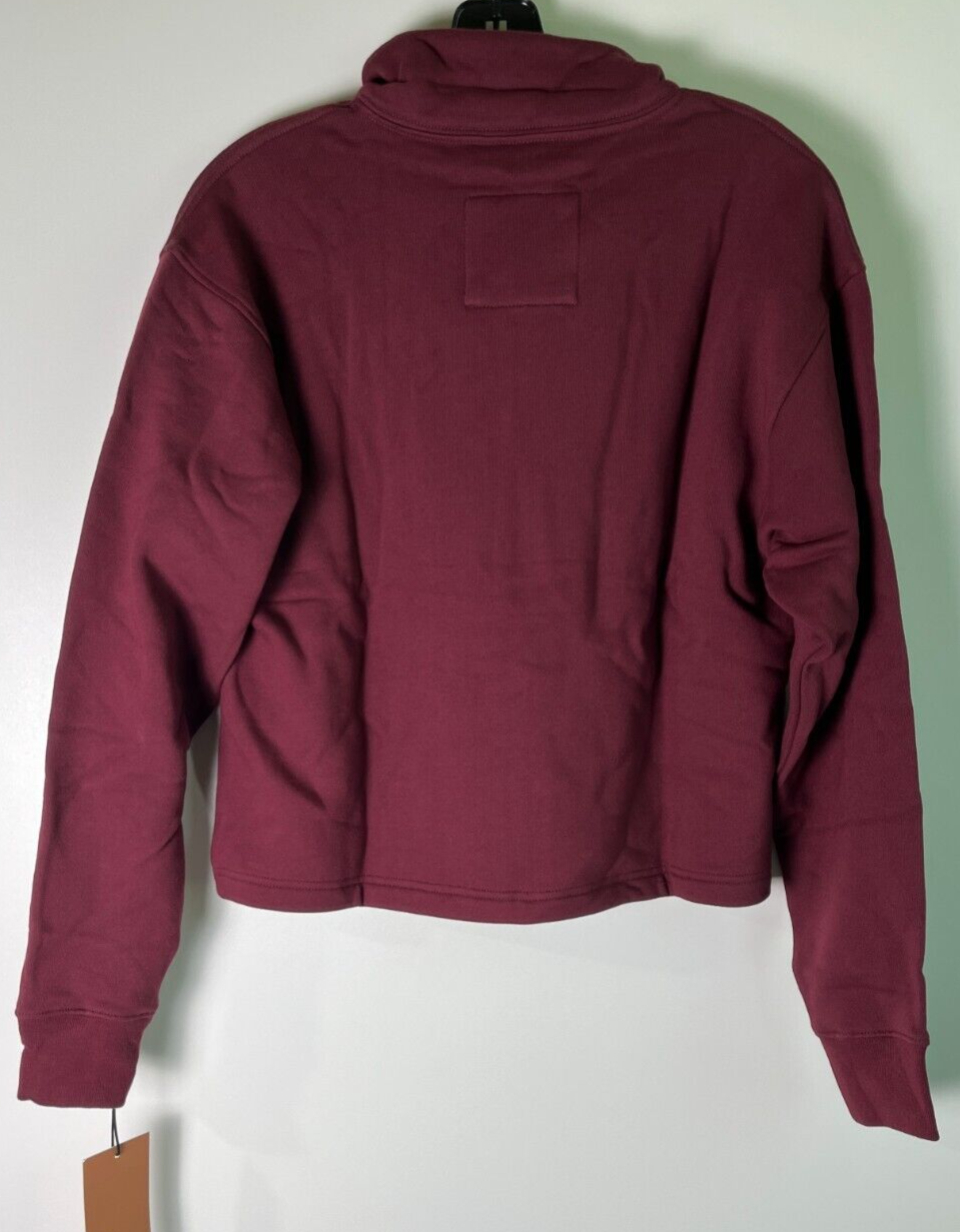 Girlfriend Collective Women's S 50/50 Half-Zip Pullover Sweatshirt Wine Red