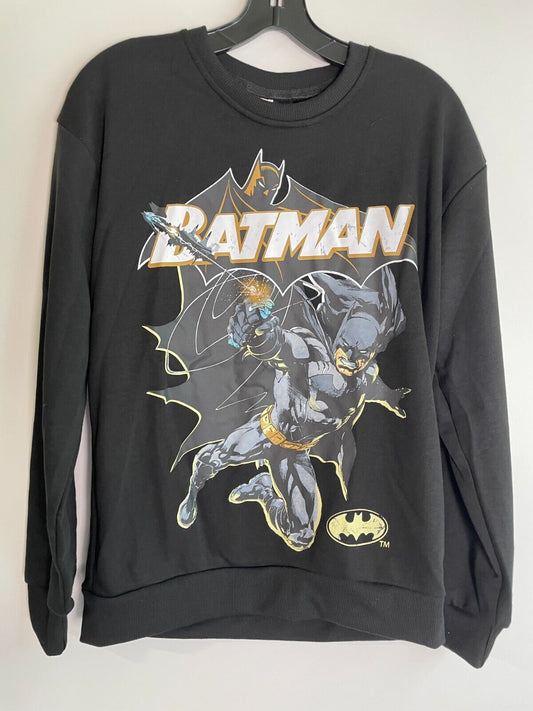 Romwe X Batman Mens S Letter & Figure Graphic Drop Shoulder Sweatshirt Black DC