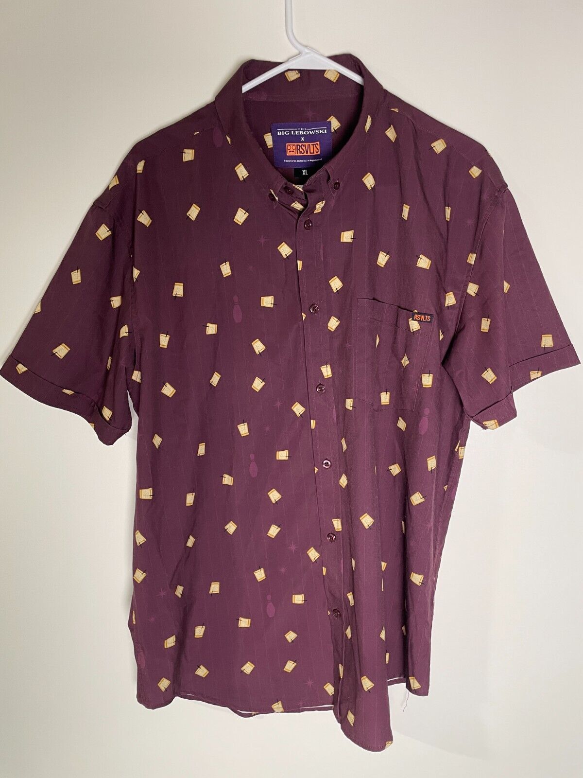 RSVLTS x The Big Lebowski Men XL KUNUFLEX Button Up Shirt Theres a Beverage Here