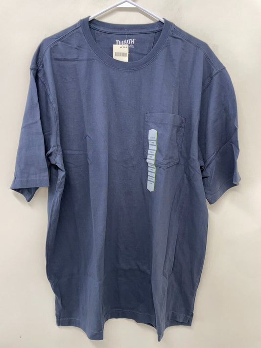 Duluth Trading Mens L Longtail T Relaxed Fit SS Crew  Pocket T-Shirt Blue 95587