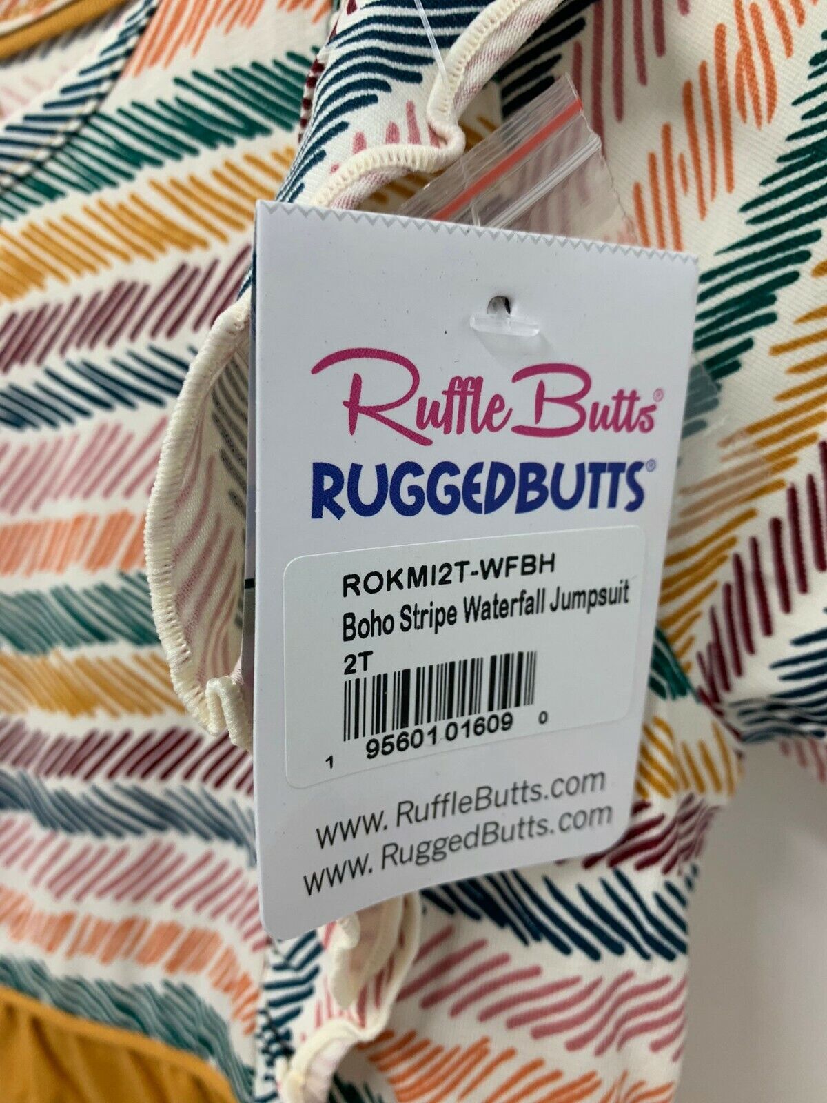 Ruffle Butts Girls 2T Toddler Boho Stripe Waterfall Jumpsuit Rufflebutts