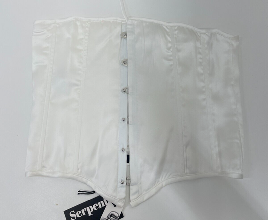 Serpenti Womens XS The To Die For Corset Top White Metal Grommets Strappy Back