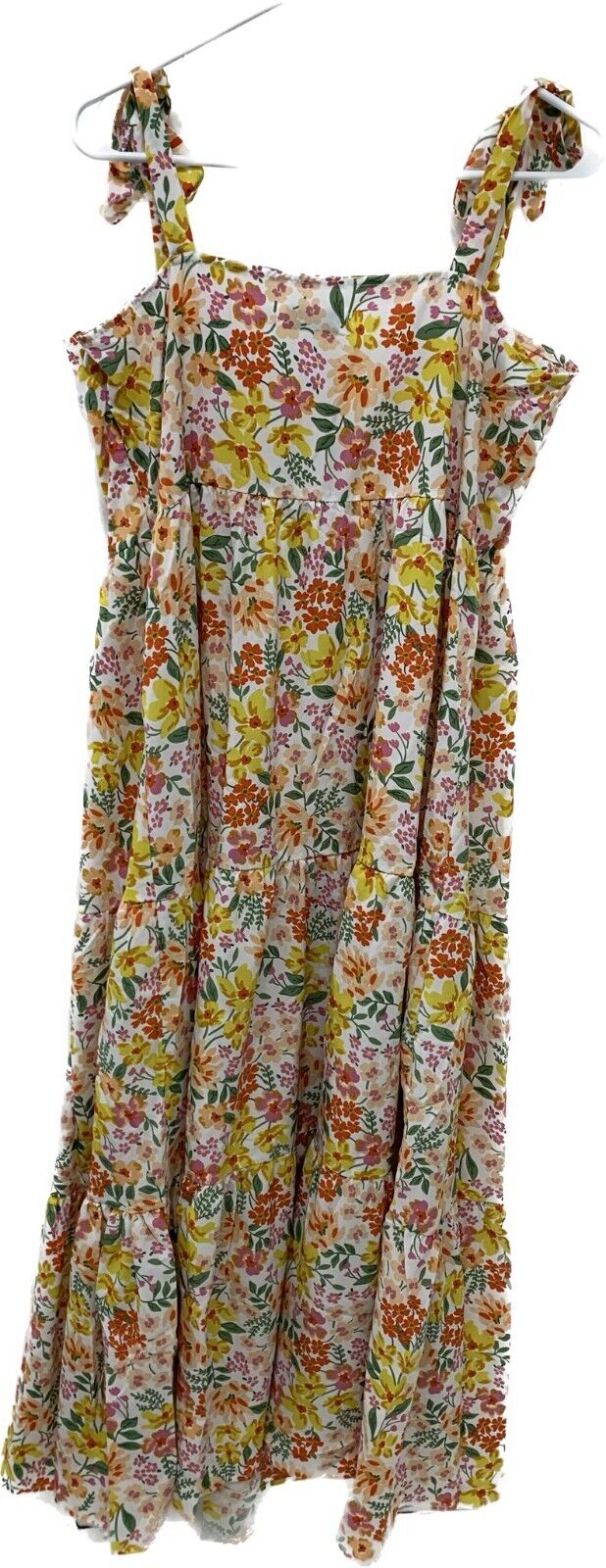 Petal + Pup Womens 12 Rosalee Dress Yellow Floral Tiered Maxi Sleeveless