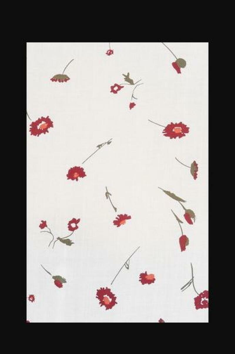 Caslon Womens M White Burgundy Floral Crochet Yoke Floral Top Blouse Poppy Boho