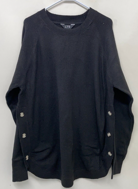 LTS Long Tall Sally Womens 14-16 Button Side Jumper Sweater Black 350885
