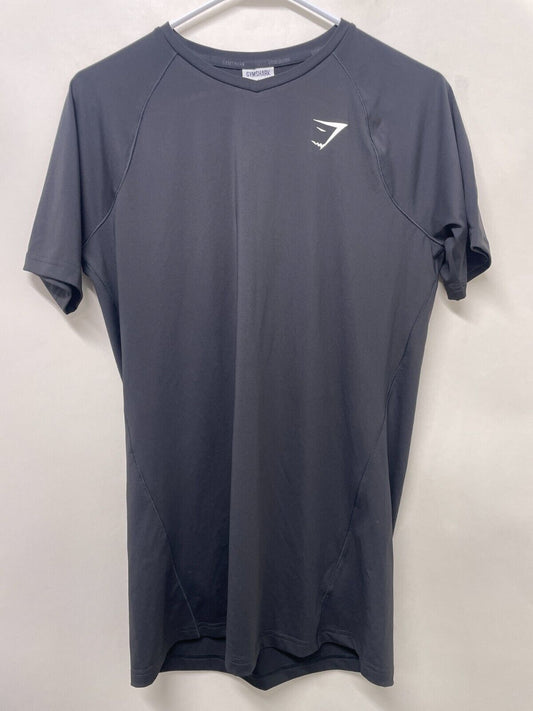 Gymshark Mens S Veer Athletic T-Shirt Black Slim Fit Short Sleeve GMST4420-BK