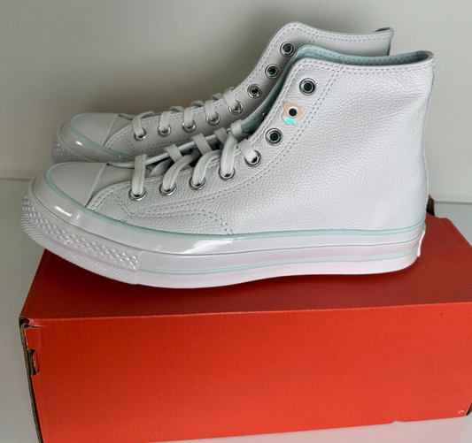 Converse Womens 8.5 Chuck 70 High White Out Leather Casual Sneaker Shoes A05024C