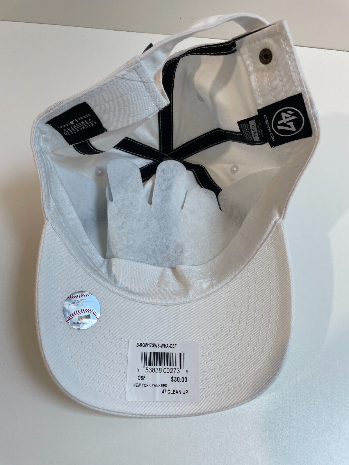 MLB New York Yankees '47 Clean Up Adjustable Dad Hat One Size White Unisex