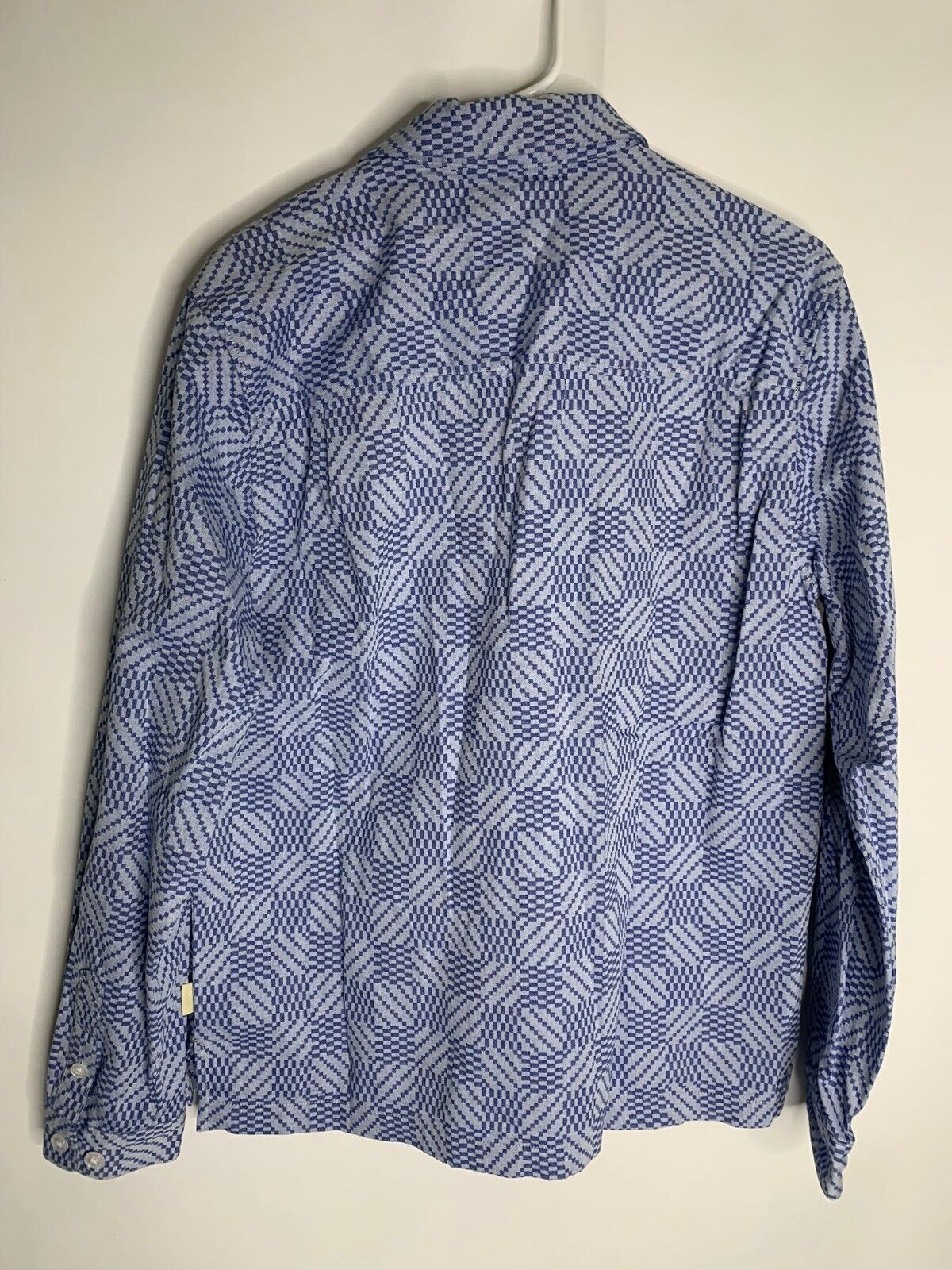 Urban Outfitters Mens S Blue Geometric Twill Button Down Over Shirt Jacket