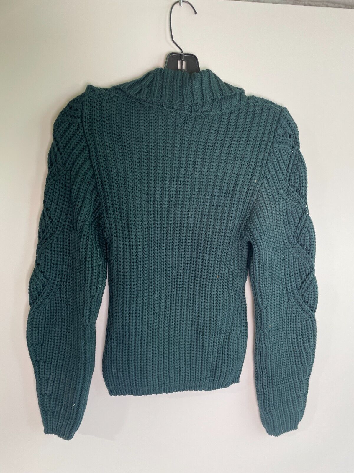 Express Women's S Ribbed Scoop Neck Long Sleeve Sweater Top Green 08263004