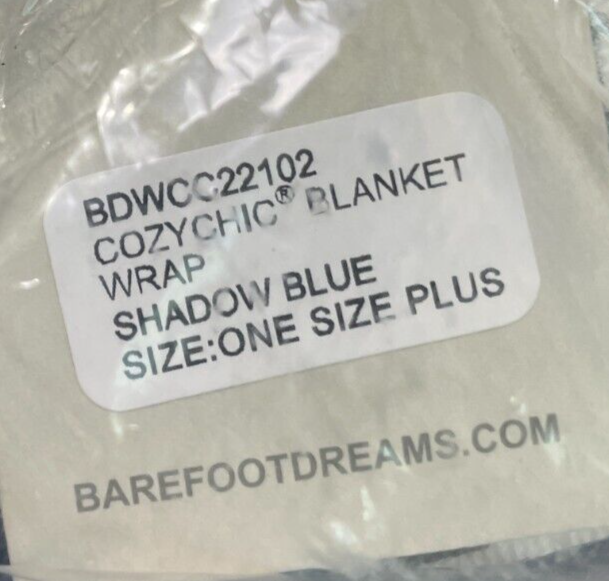 Barefoot Dreams Womens Plus CozyChic Blanket Wrap Shadow Blue BDWCC22102 Plush