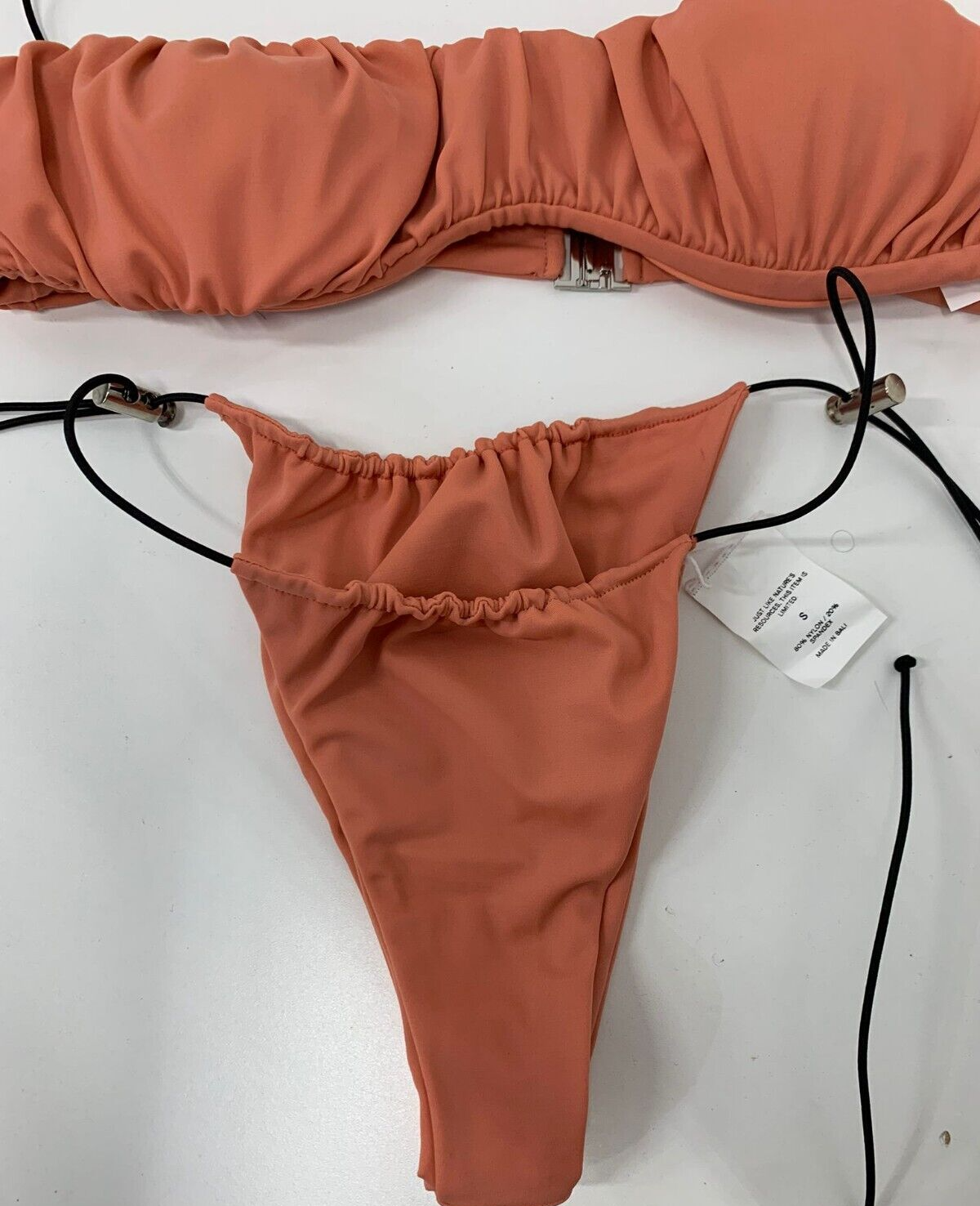 Netta Womens S BS Matte Crabapple The Ruched Suit Bikini Top & Bottom Swimsuit