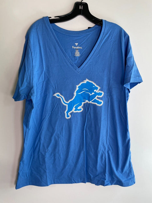 Fanatics Women 1X Detroit Lions NFL Amon Ra St. Brown V-Neck Blue Jersey T Shirt