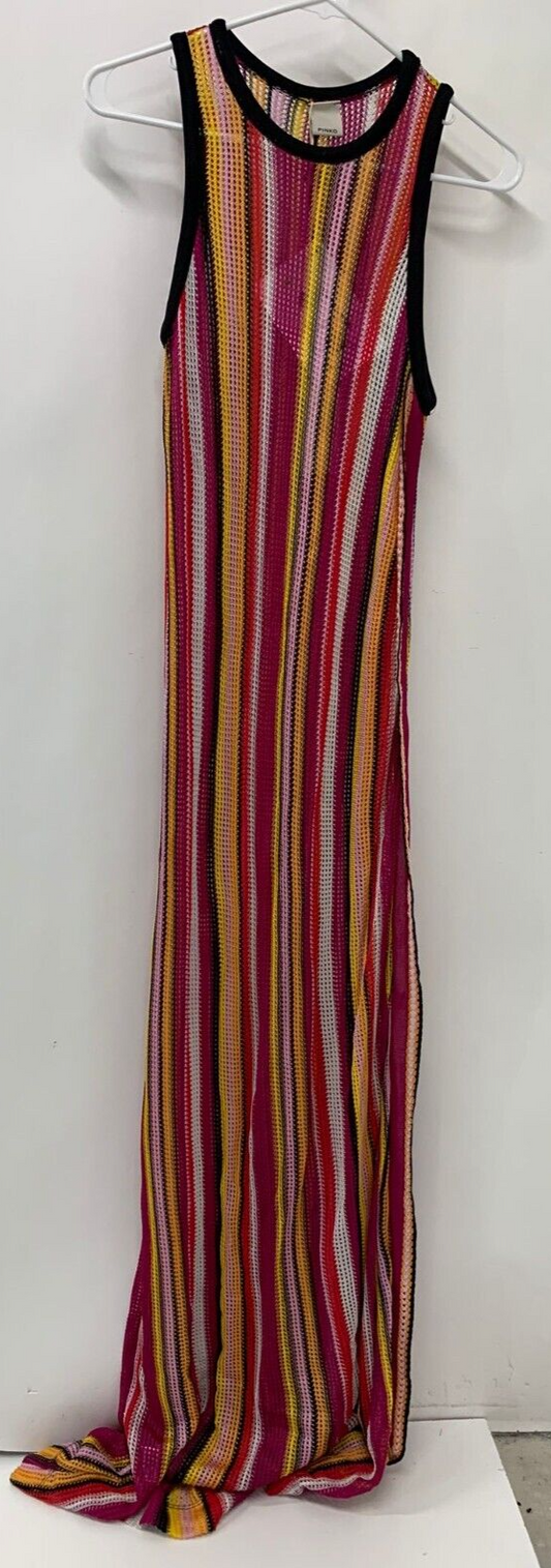 Pinko Womens XS Largo Abito Stripe 1G144R Riga Rachel Knit Maxi Dress Sleeveless