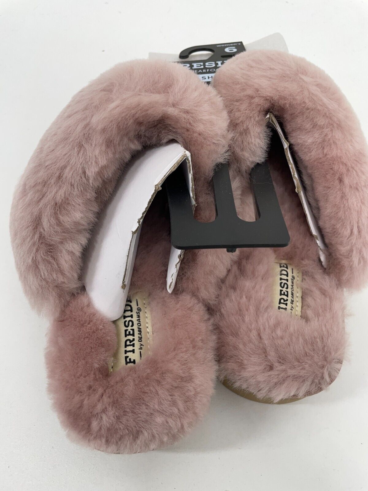 Dearfoams Fireside Womens 6 Sydney Genuine Shearling Scuff Slippers Dusty Pink