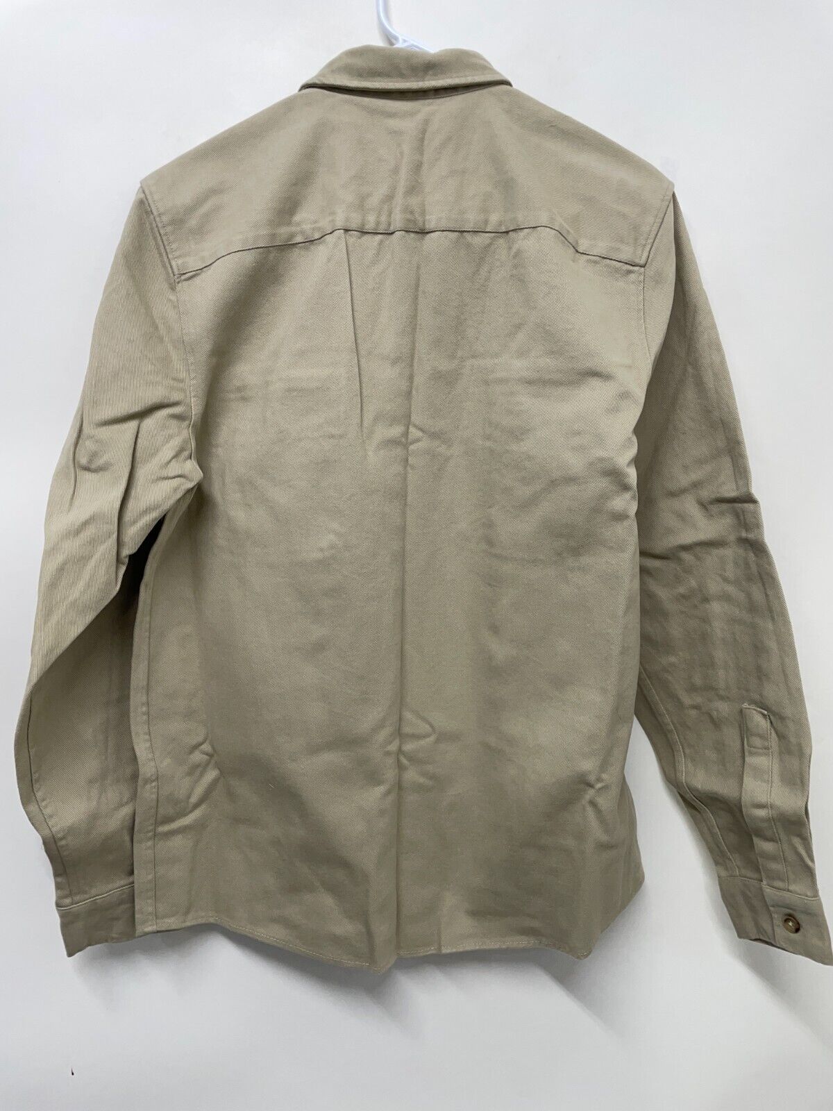 ASOS Mens M Cotton Shacket Stone Long Sleeve Button Up Collared Shirt Jacket