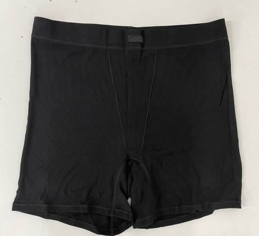 Skims Womens 3X Plus Onyx Black Cotton Rib Boxer Shorts Underwear Lounge