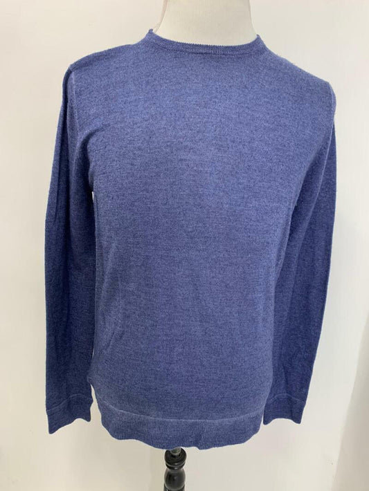 Nordstrom Signature Mens S Navy Blue Merino Wool Garment Dye Crewneck Sweater