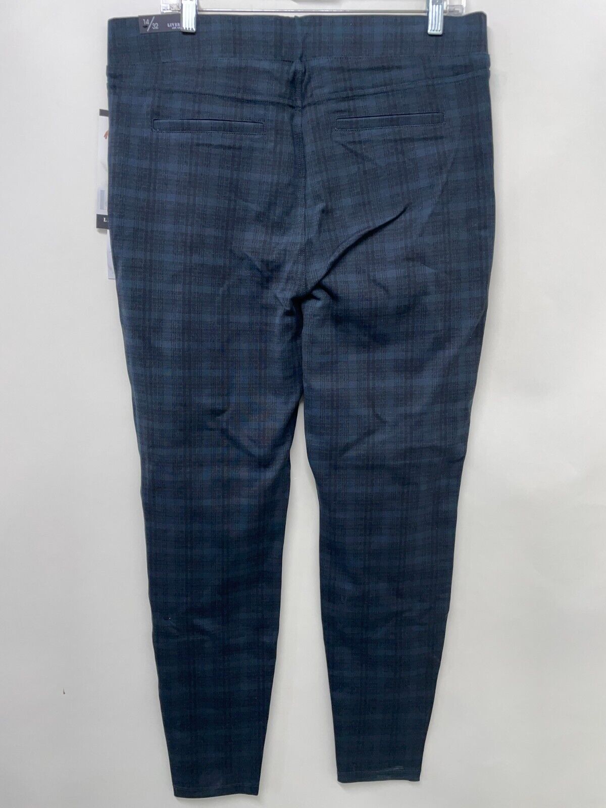 Liverpool Womens 14/32 Night Sky Blue Pant Legging Plaid Pull On XM2200P1474