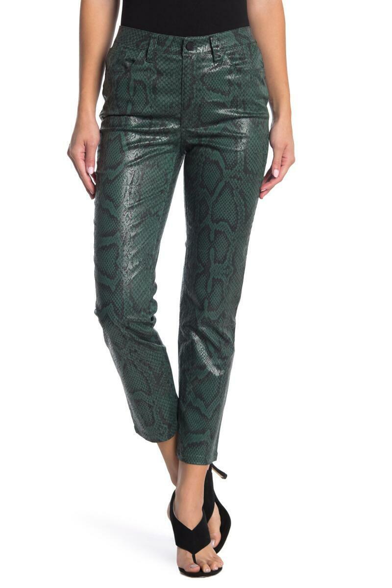Joes Jeans Womens 25 Green Snake Print High Rise Crop Slim Cigarette Jeans