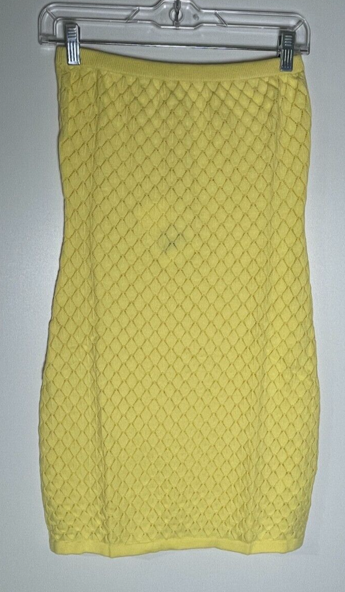 Pepper Mayo Women's M/L Lifeline Diamond Knit Tube Sheer Mini Dress Yellow