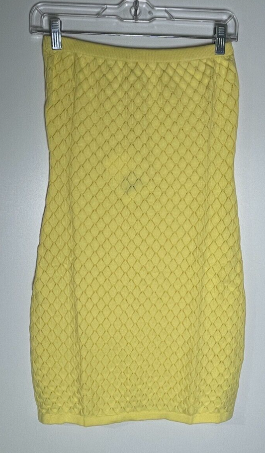 Pepper Mayo Women's M/L Lifeline Diamond Knit Tube Sheer Mini Dress Yellow