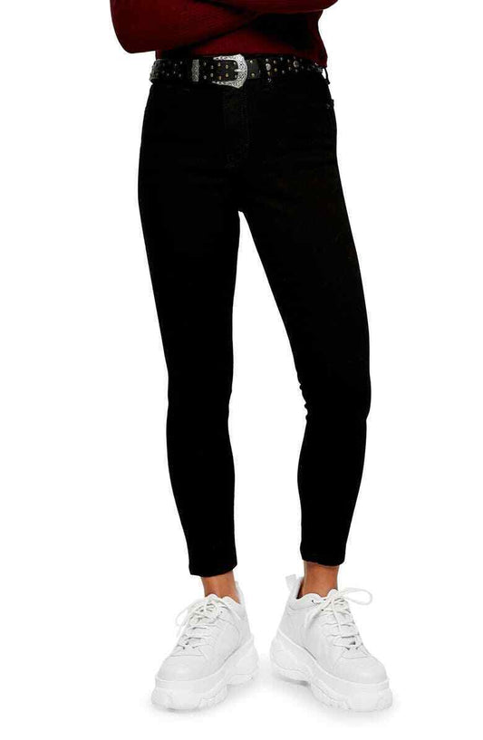 Topshop Womens 24 Pure Black Jamie High Waist Ankle Skinny Jeans Denim Pants