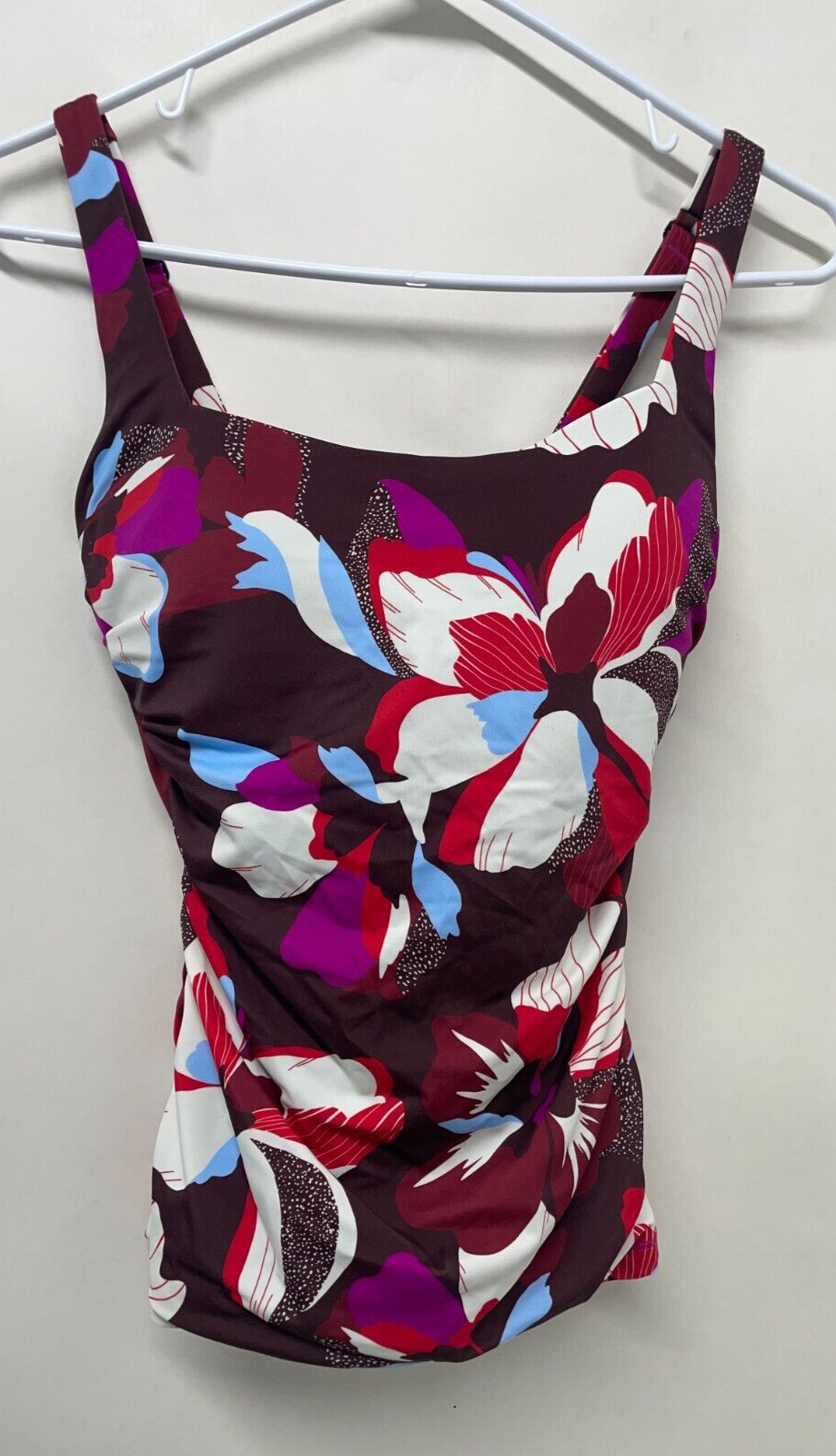 Athleta Women's 34D/DD Square Neck Bra Cup Tankini Hero Bloom Brown 657740 NWT