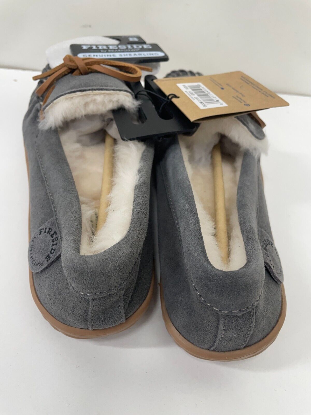 Fireside Womens 8 Dearfoams Alice Springs Genuine Shearling Moccasin Slippers