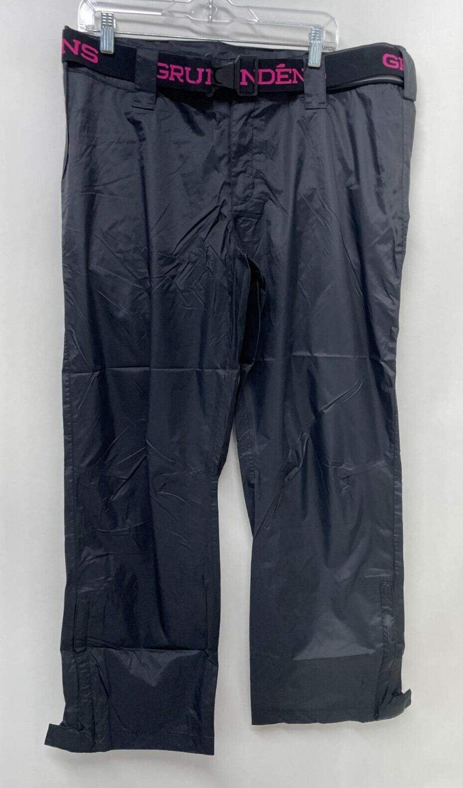 Grundens Womens L Storm Seeker Pants Black Stow Pockets 1/4 Zip Legs Waterproof