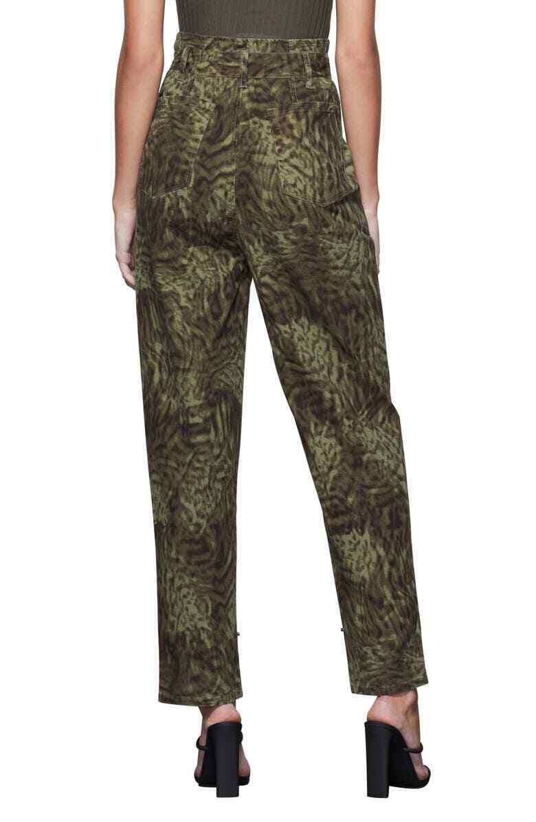 Good American Womens 4 Jungle Green Upgrade Paperbag Waist Ankle Trousers Pants