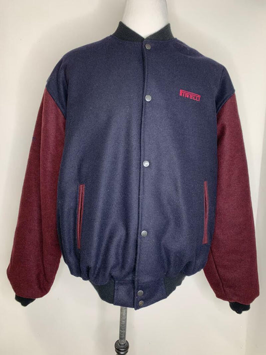 Pirelli Portfolio Mens XL Wool Varsity Bomber Letterman Jacket Racing Tires