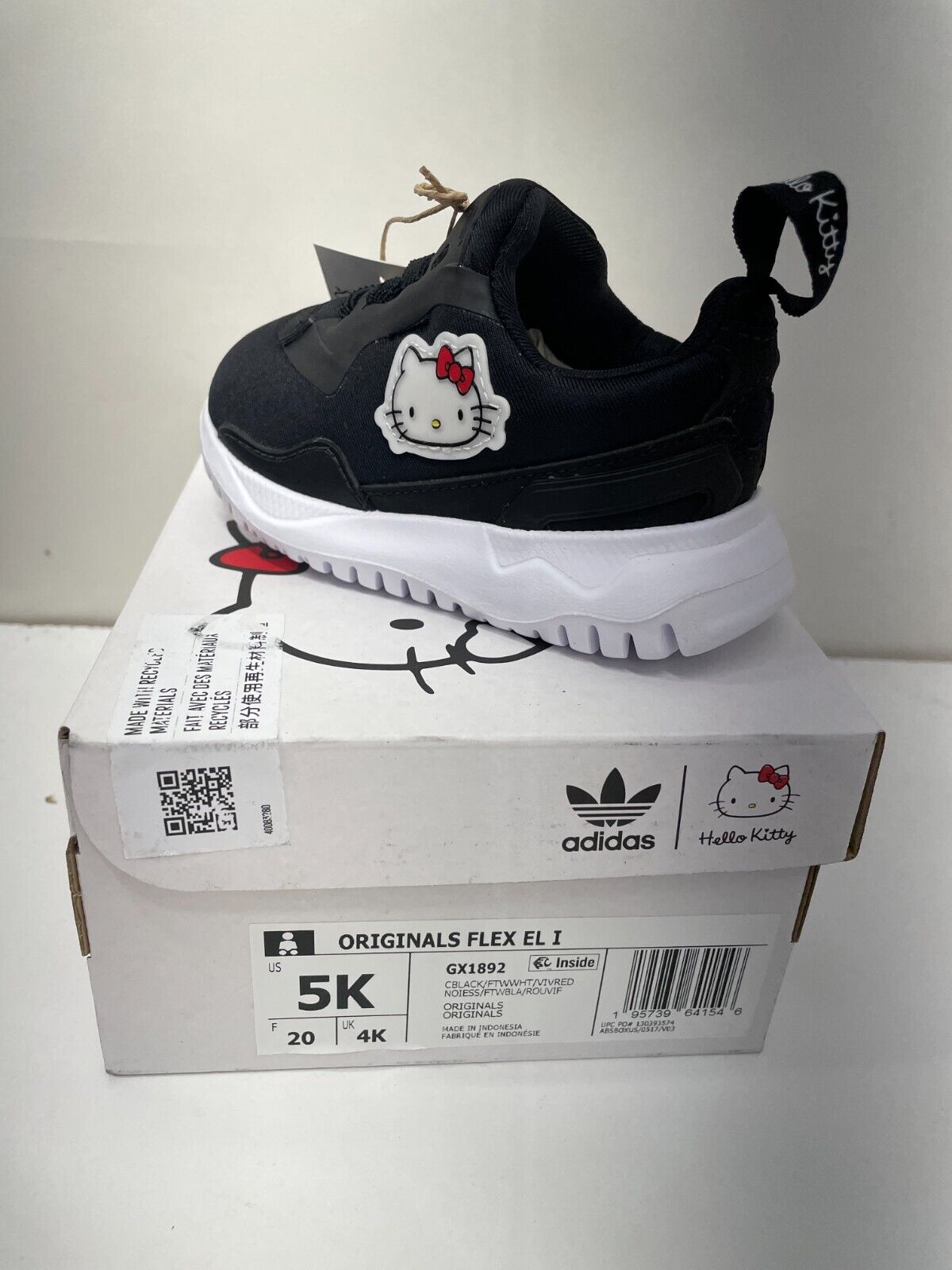 Adidas Toddlers 5K Hello Kitty Originals Flex Shoes Sneaker Black Lace Up GX1892