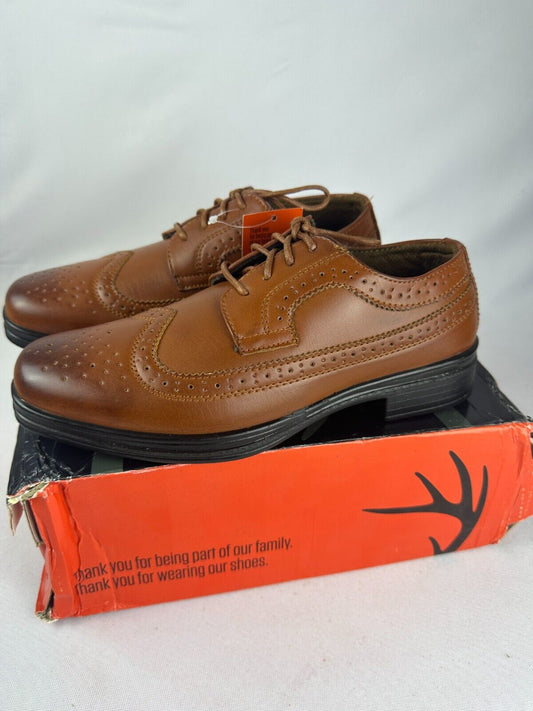 Deer Stags Mens 4 Ace Luggage HTEC Wingtip Oxford Faux Leather Dress Shoes