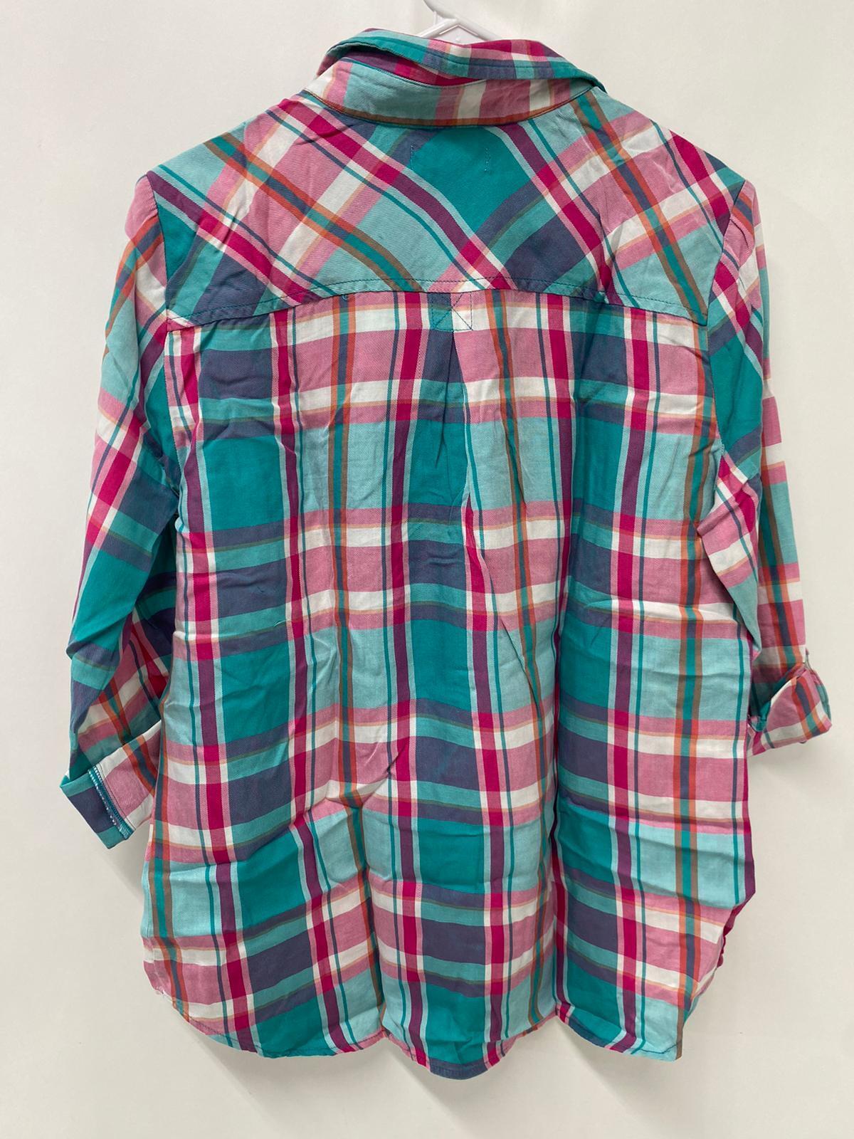 Kut from the Kloth Womens M Caillen Flannel Relaxed Button Down Shirt Plaid