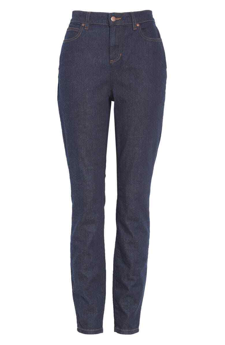 Eileen Fisher Womens 0 Dark Denim High Waist Stretch Organic Cotton Skinny Jeans