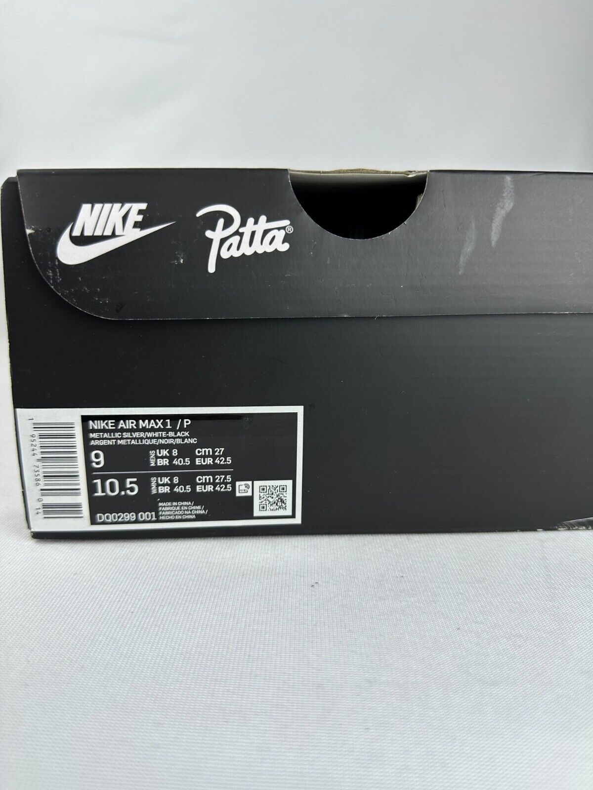 Nike Mens 9 Air Max 1 Patta White Black Running Shoes Sneaker DQ02991-001