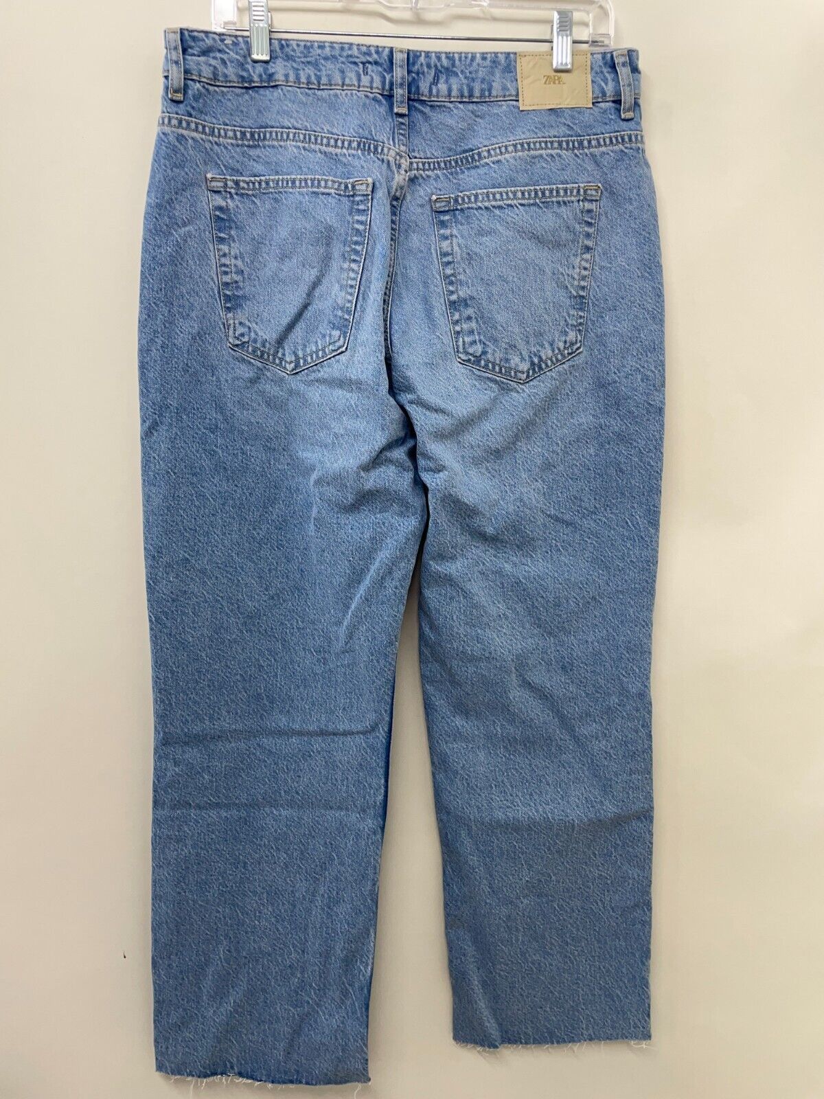 Zara Womens 10 Z1975 Mid Waist Straight Fit Seamless Hem Jeans Blue 6164/119